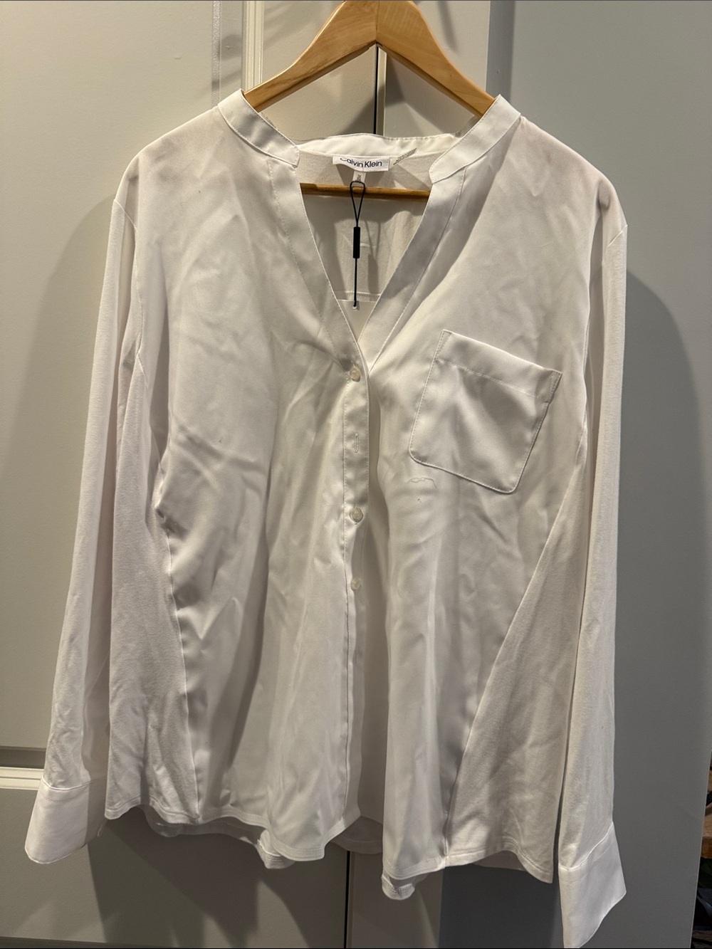Calvin Klein White Long-Sleeve Button-Front Casual Shirt